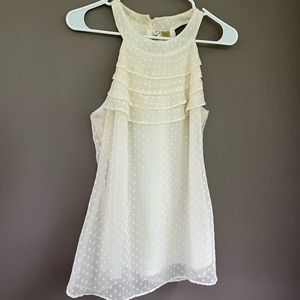 Cream ruffled tank top